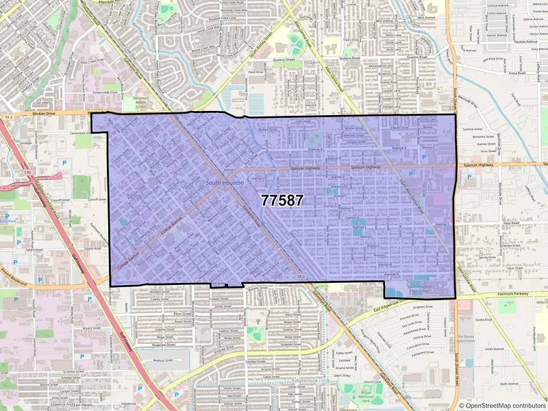 Map of ZIP Code 77587 — South Houston, TX