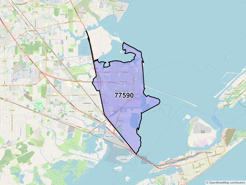 Map of ZIP Code 77590 — Texas City, TX