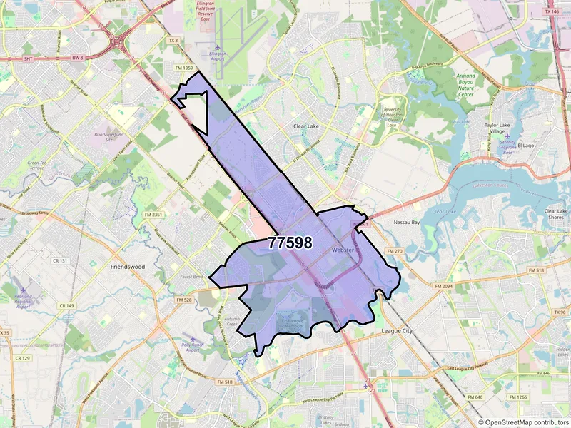 Map of ZIP Code 77598 — Webster, TX
