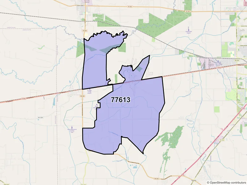 Map of China, Texas and ZIP codes