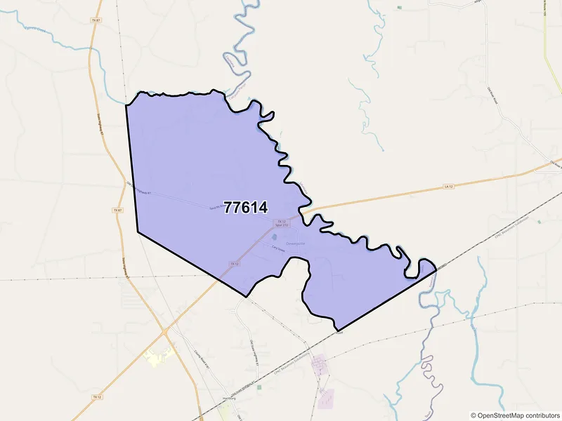 Map of Deweyville, Texas and ZIP codes