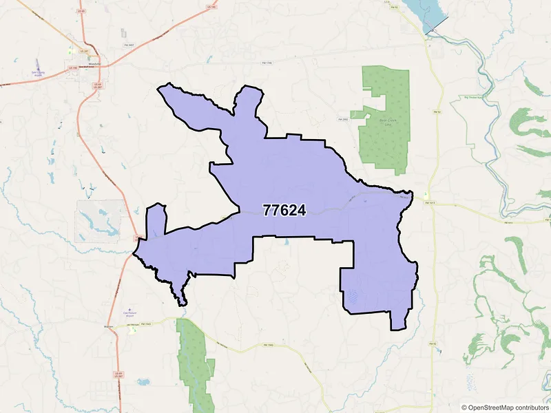 Map of ZIP Code 77624 — Hillister, TX