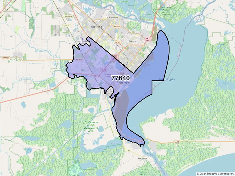 Map of ZIP Code 77640 — Port Arthur, TX