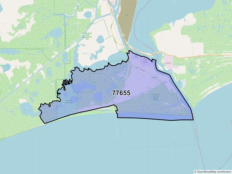 Map of ZIP Code 77655 — Sabine Pass, TX