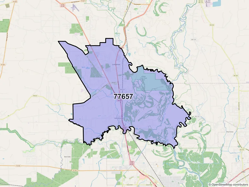 Map of Lumberton, Texas and ZIP codes