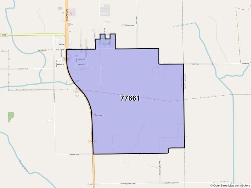 Map of Stowell, Texas and ZIP codes
