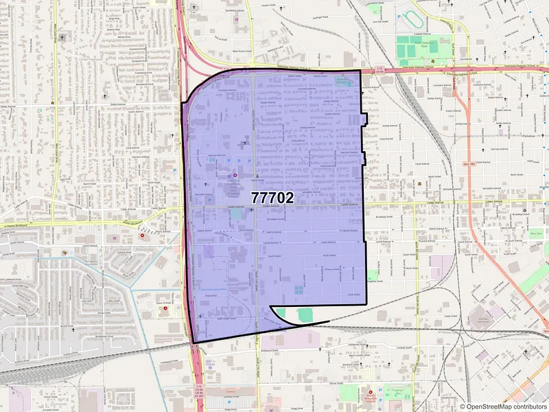 Map of ZIP Code 77702 — Beaumont, TX