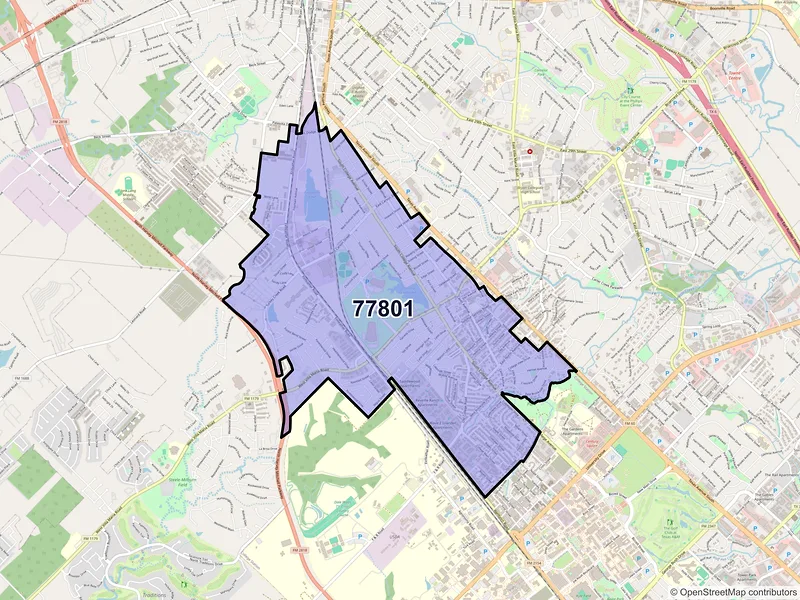 Map of ZIP Code 77801 — Bryan, TX
