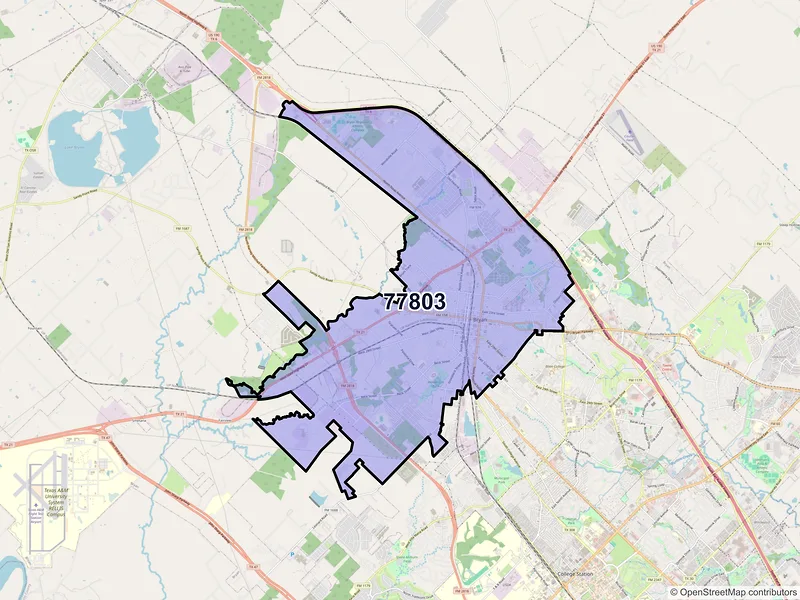 Map of ZIP Code 77803 — Bryan, TX