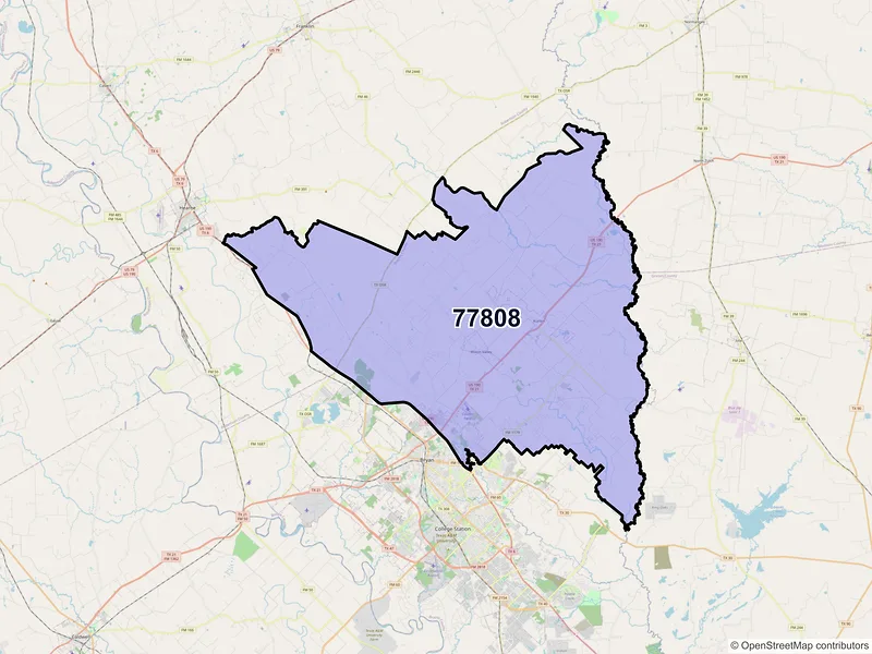 Map of ZIP Code 77808 — Bryan, TX