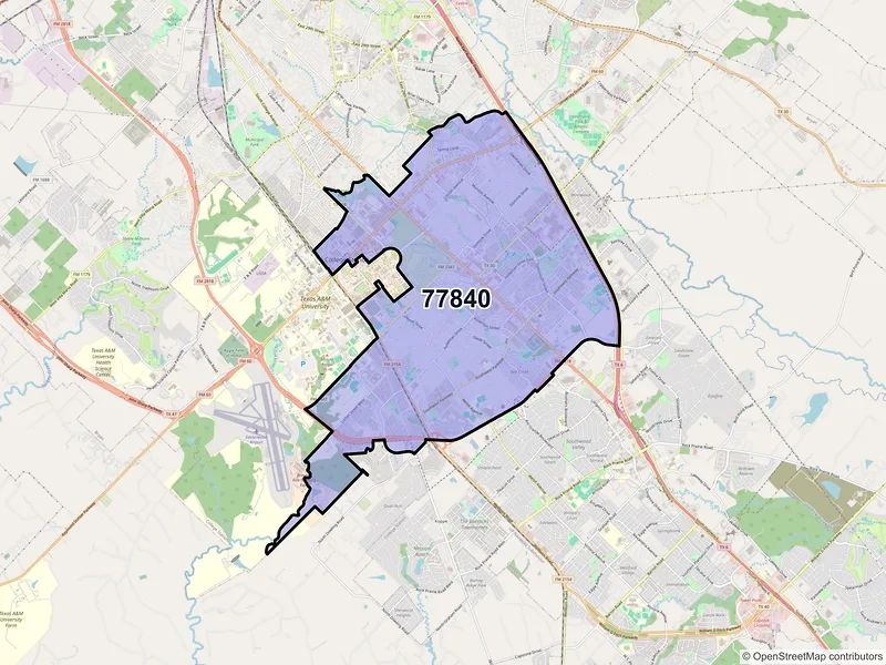 Map of ZIP Code 77840 — College Station, TX