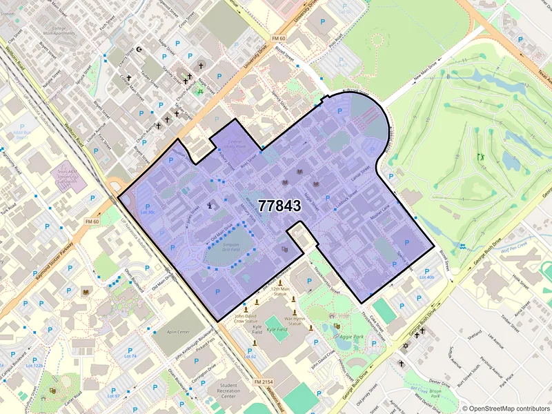 Map of ZIP Code 77843 — College Station, TX