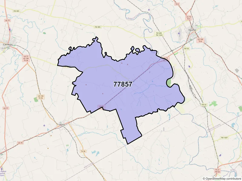 Map of Gause, Texas and ZIP codes