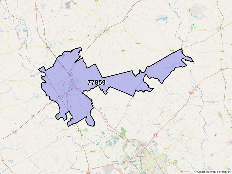 Map of ZIP Code 77859 — Hearne, TX