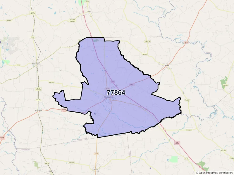 Map of ZIP Code 77864 — Madisonville, TX
