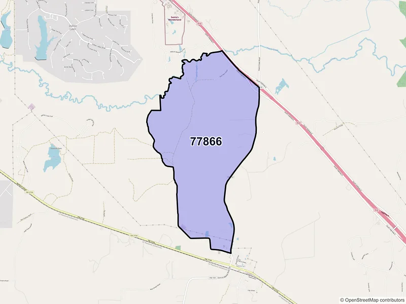 Map of Millican, Texas and ZIP codes