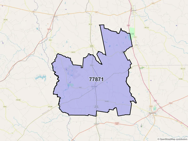 Map of ZIP Code 77871 — Normangee, TX