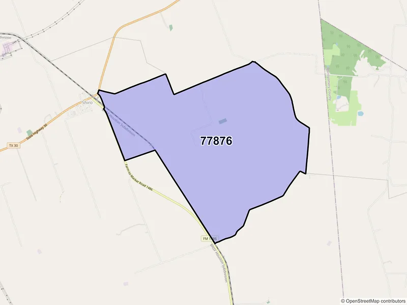 Map of Shiro, Texas and ZIP codes