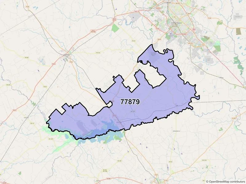 Map of ZIP Code 77879 — Somerville, TX
