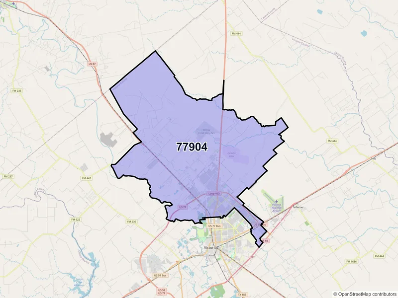 Map of ZIP Code 77904 — Victoria, TX