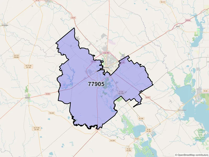 Map of ZIP Code 77905 — Victoria, TX