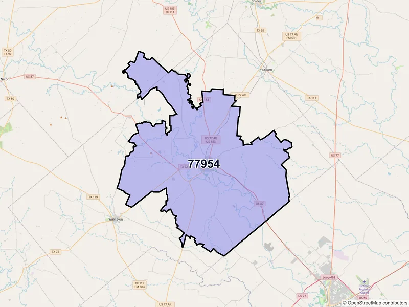 Map of ZIP Code 77954 — Cuero, TX