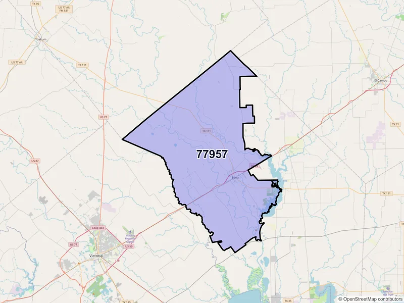 Map of ZIP Code 77957 — Edna, TX