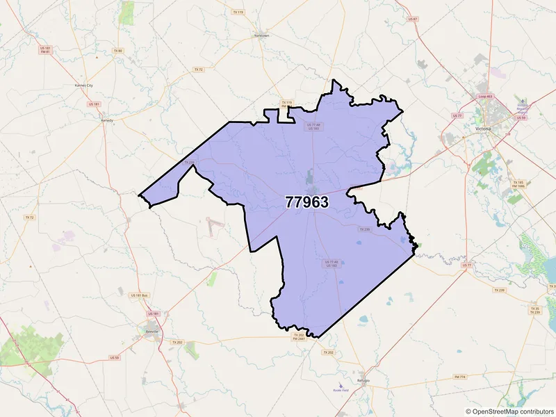 Map of ZIP Code 77963 — Goliad, TX