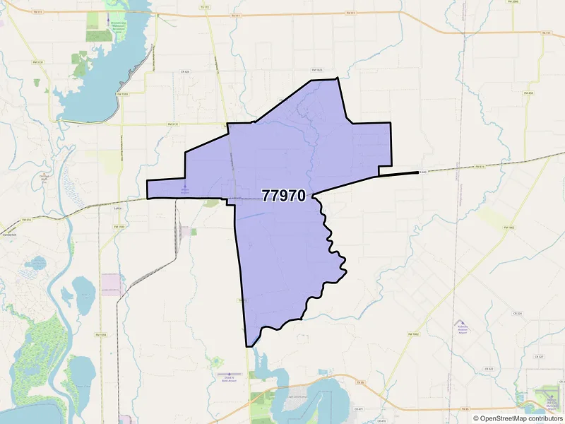 Map of La Ward, Texas and ZIP codes
