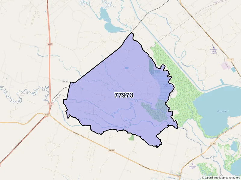 Map of Mcfaddin, Texas and ZIP codes