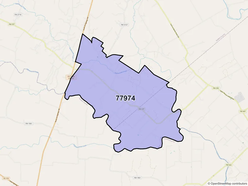 Map of ZIP Code 77974 — Meyersville, TX