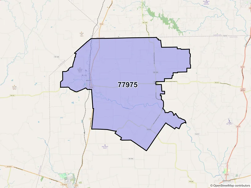 Map of ZIP Code 77975 — Moulton, TX