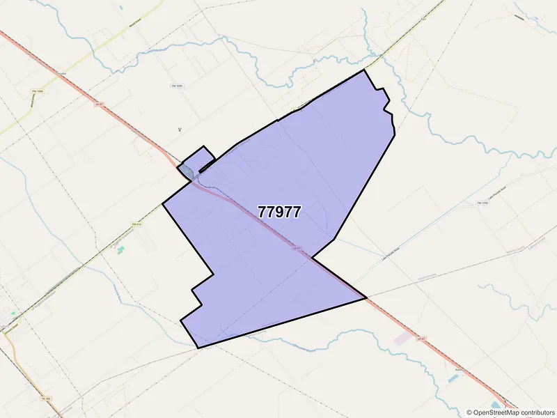 Map of Placedo, Texas and ZIP codes