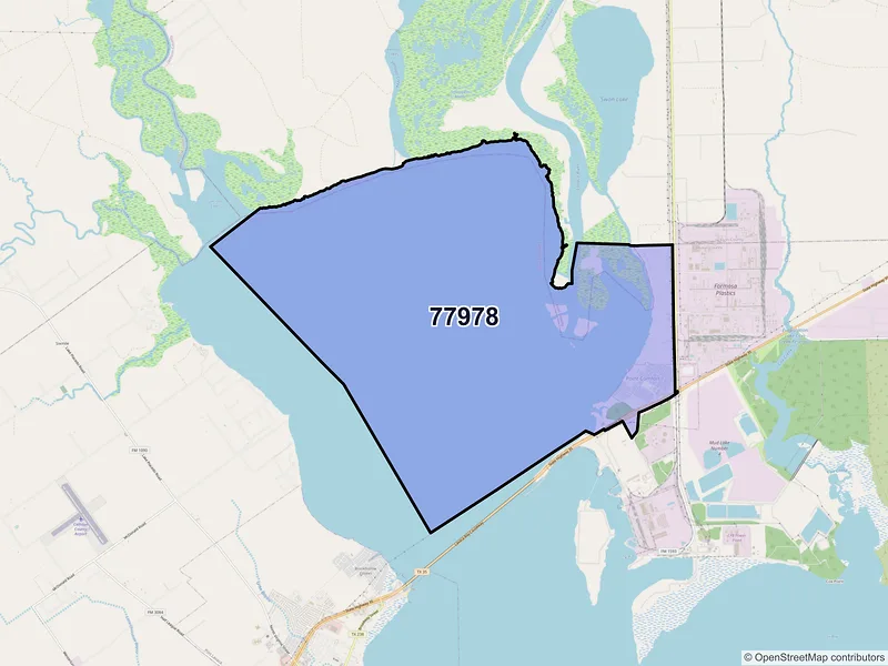 Map of Point Comfort, Texas and ZIP codes