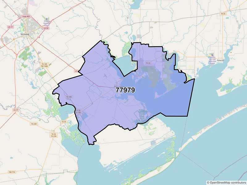 Map of ZIP Code 77979 — Port Lavaca, TX