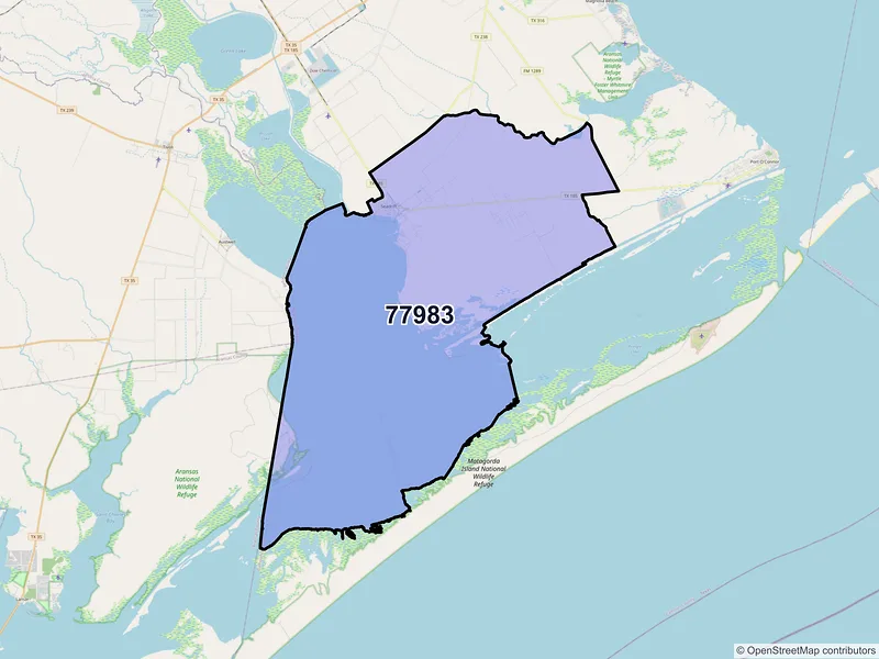 Map of ZIP Code 77983 — Seadrift, TX