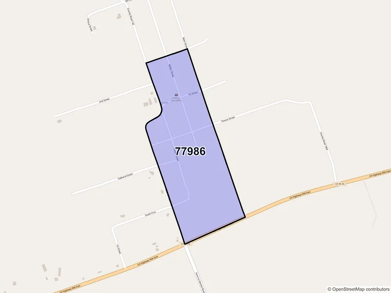 Map of ZIP Code 77986 — Sublime, TX