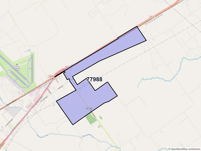 Map of Telferner, Texas and ZIP codes
