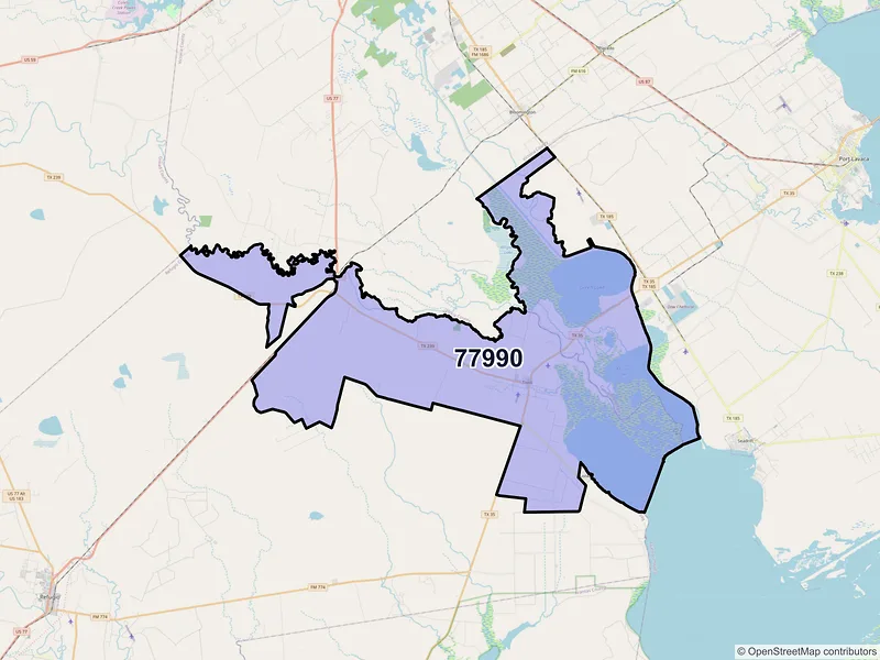 Map of Tivoli, Texas and ZIP codes