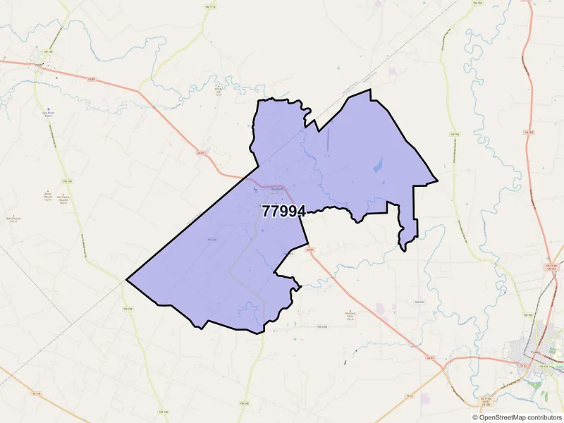 Map of ZIP Code 77994 — Westhoff, TX