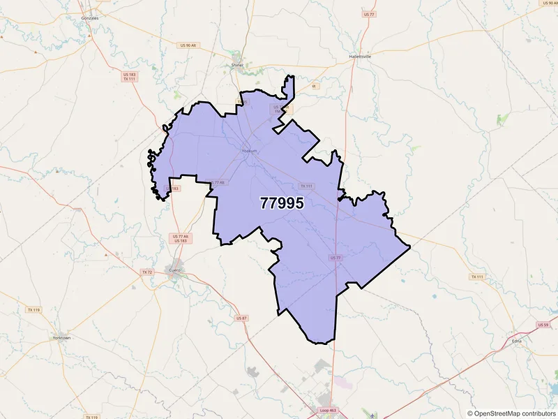 Map of ZIP Code 77995 — Yoakum, TX