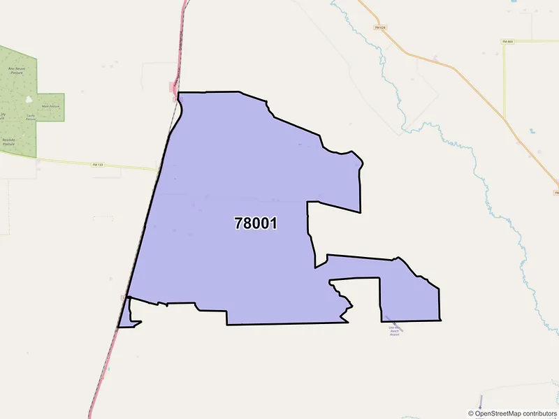 Map of Artesia Wells, Texas and ZIP codes