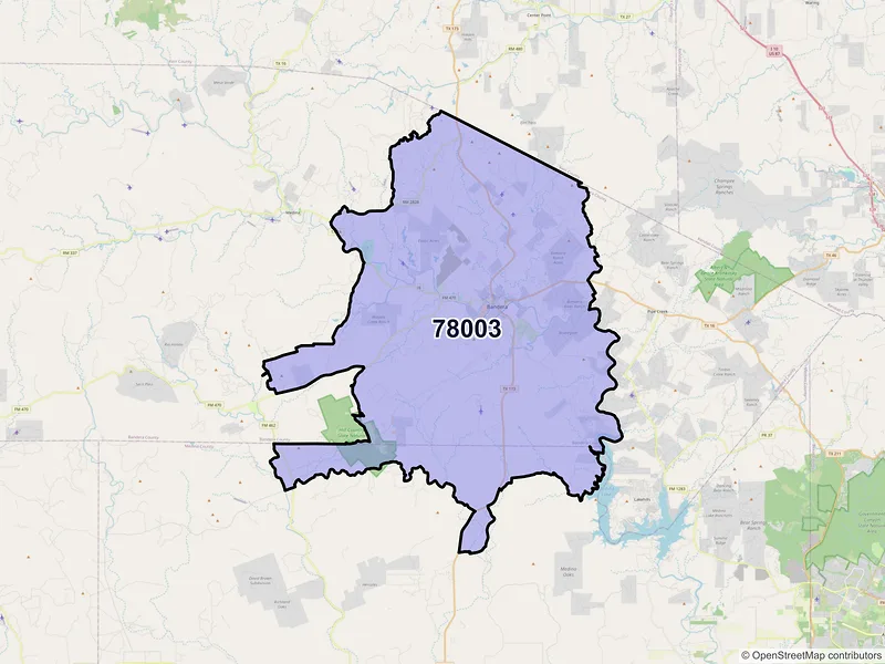Map of ZIP Code 78003 — Bandera, TX