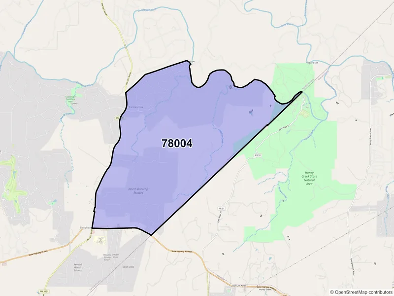 Map of ZIP Code 78004 — Bergheim, TX