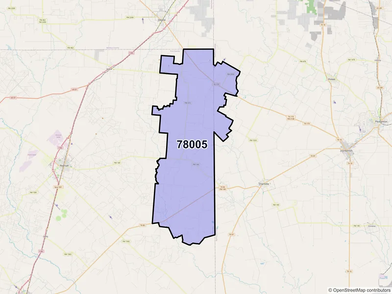 Map of ZIP Code 78005 — Bigfoot, TX
