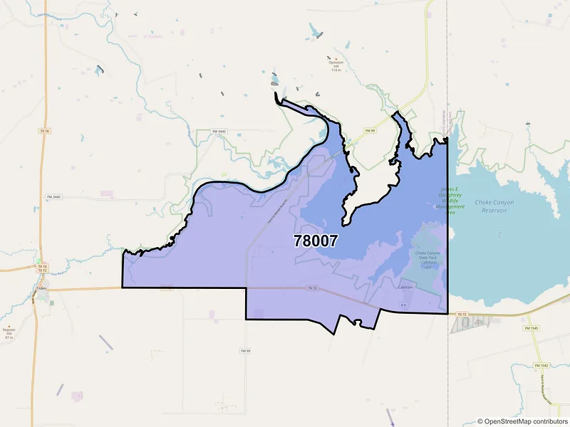 Map of Calliham, Texas and ZIP codes
