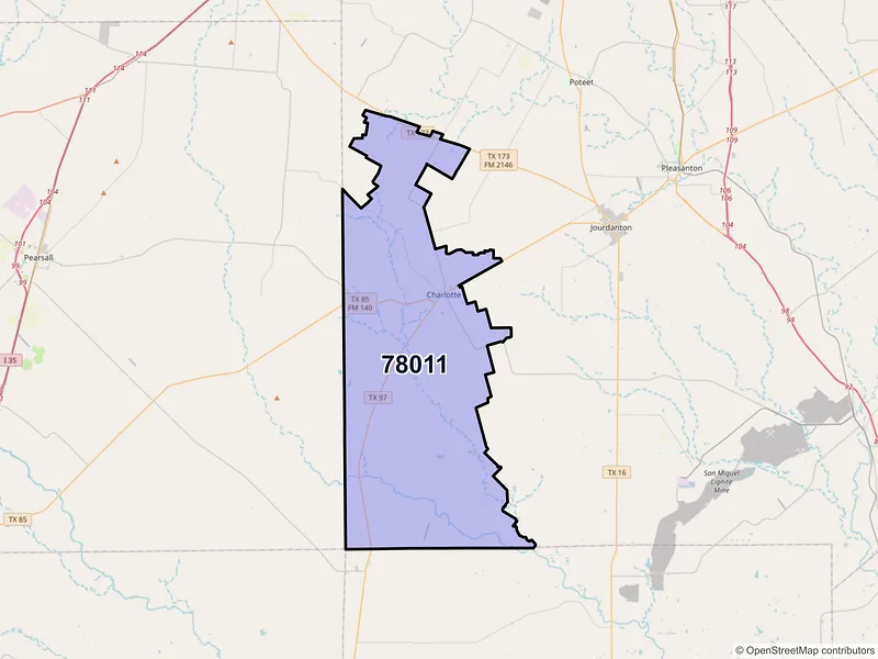 Map of ZIP Code 78011 — Charlotte, TX