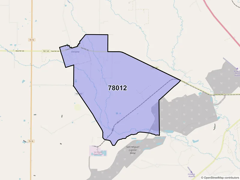 Map of ZIP Code 78012 — Christine, TX