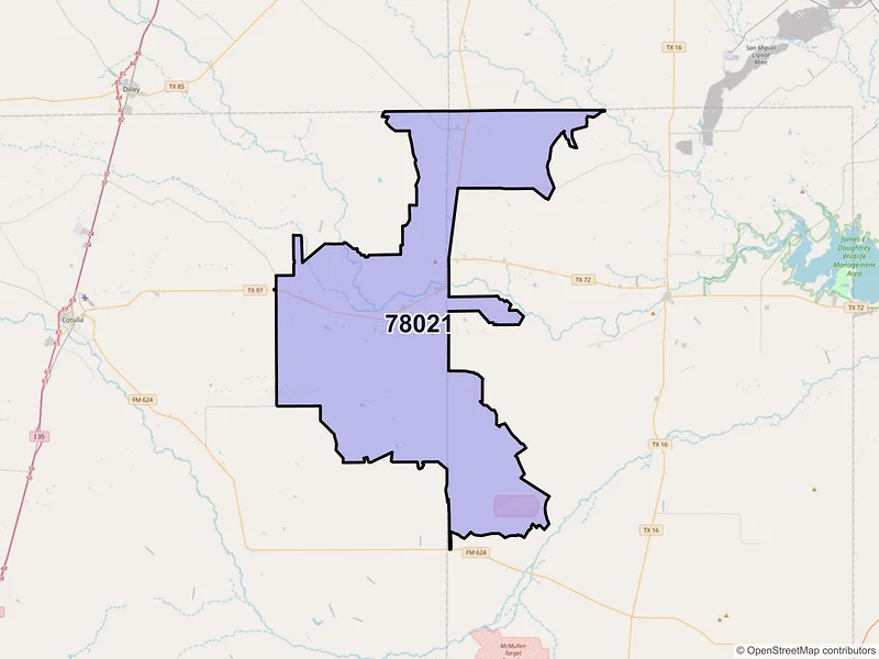 Map of ZIP Code 78021 — Fowlerton, TX