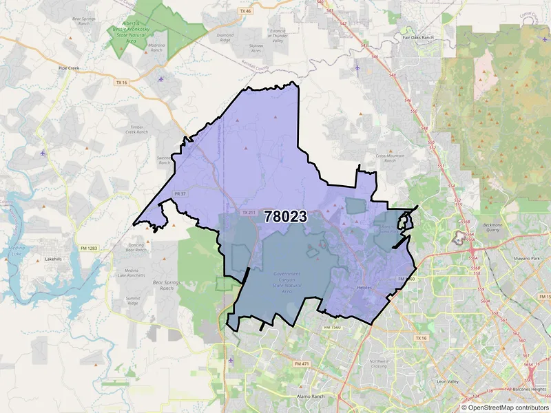 Map of ZIP Code 78023 — Helotes, TX